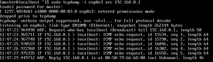 tcpdump 필터링 결과